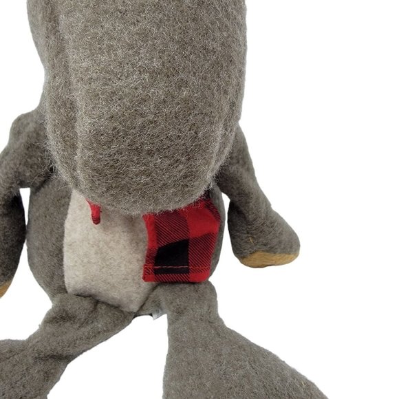 Hallmark 15" Broose The Moose Beanbag Stuffed Plush Animal Gray Red Plaid Scarf - Picture 2 of 4